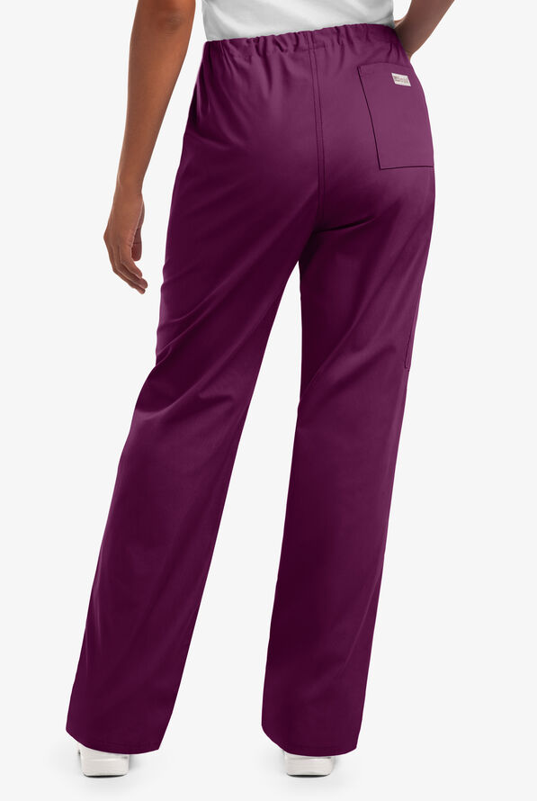 UA Best Buy Scrubs Unisex 3-Pocket Drawstring Pant - Short - Wine - 3