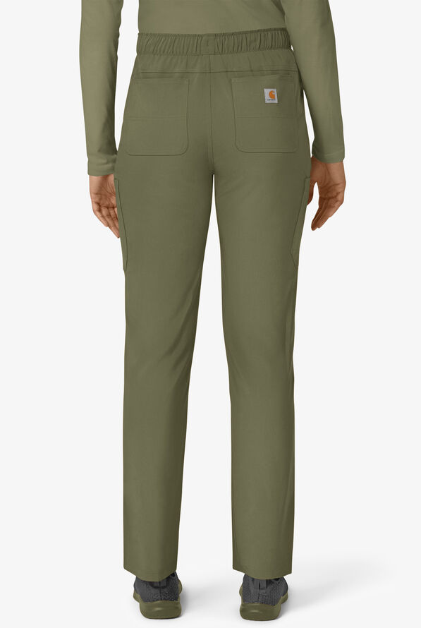 Carhartt Cross-Flex Force Women's 6-Pocket STRETCH Convertible Drawstring Cargo Scrub Pants - Olive - 2
