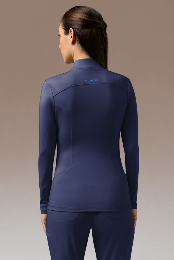 Blusa médica Hypothesis Omni Base K_Shirt Knit con mangas largas y cremallera en el cuello para mujer - Navy/Royal - 6