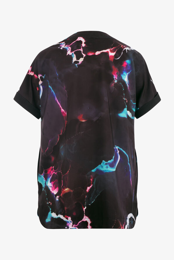 Blusa médica estampada Wonder Wink Black Ink Drop Marble STRETCH con 2 bolsillos y cuello en Y para mujer - null - 2