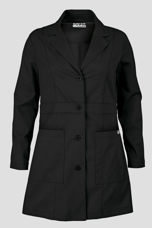 Butter-Soft STRETCH 2 Pocket Lab Coat - Black - 1