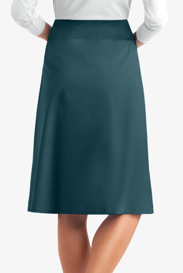 Butter-Soft STRETCH Women's 2-Pocket Drawstring Scrub Skirt - Caribbean Blue - 2