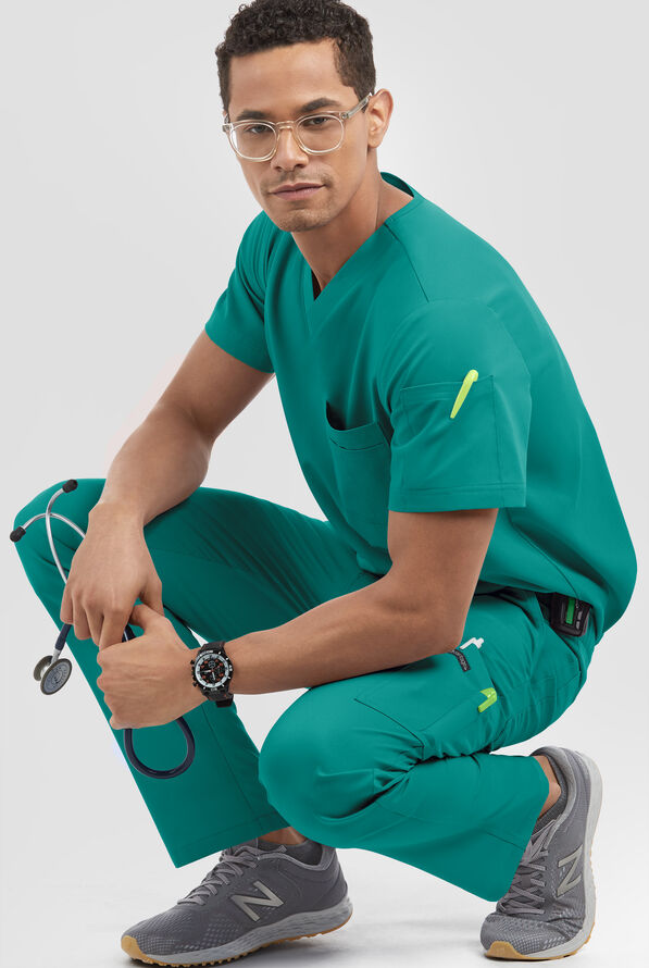 Advantage STRETCH Men's 8-Pocket Cargo Scrub Pants - Teal - 3