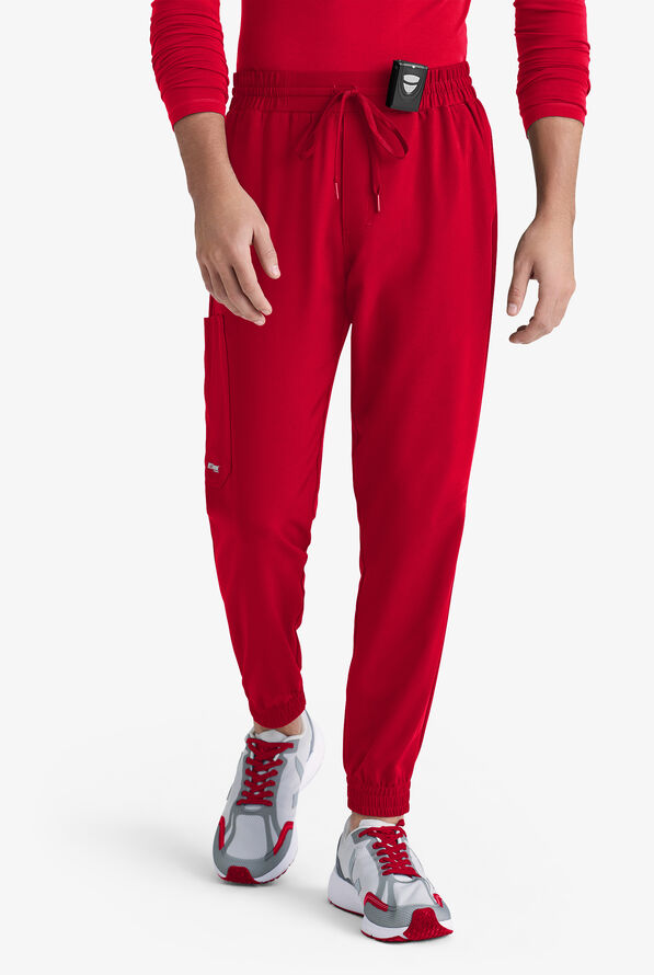 Grey's Anatomy by Barco Evolve STRETCH Voyager Men's 5-Pocket Cargo Jogger Scrub Pants - Red - 1
