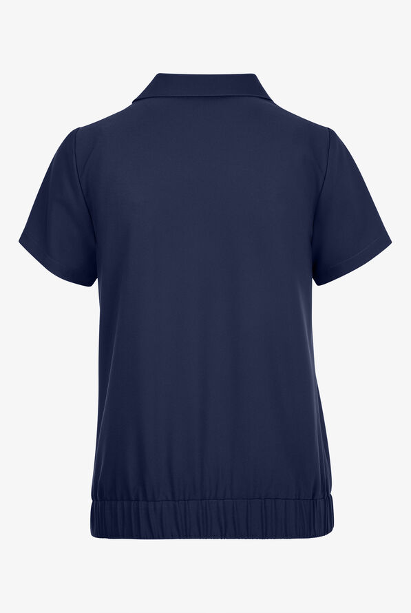 Grey's Anatomy by Barco Evolve STRETCH Perseverance Women's 2-Pocket Banded Waist Collar Scrub Top - Indigo - 2