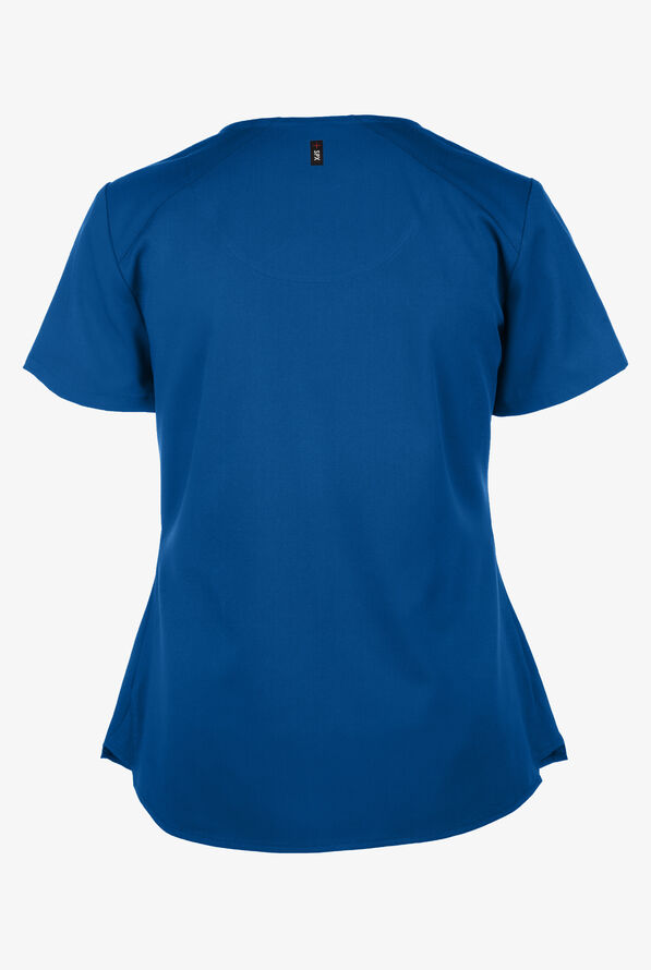 Blusa m&eacute;dica Grey&rsquo;s Anatomy Spandex STRETCH con cuello en V y 4 bolsillos para mujer - Royal - 3