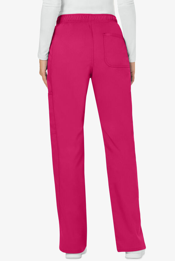 Cherokee Workwear Revolution Women's 5-Pocket STRETCH Drawstring Cargo Scrub Pants - Tall - Electric Pink - 2