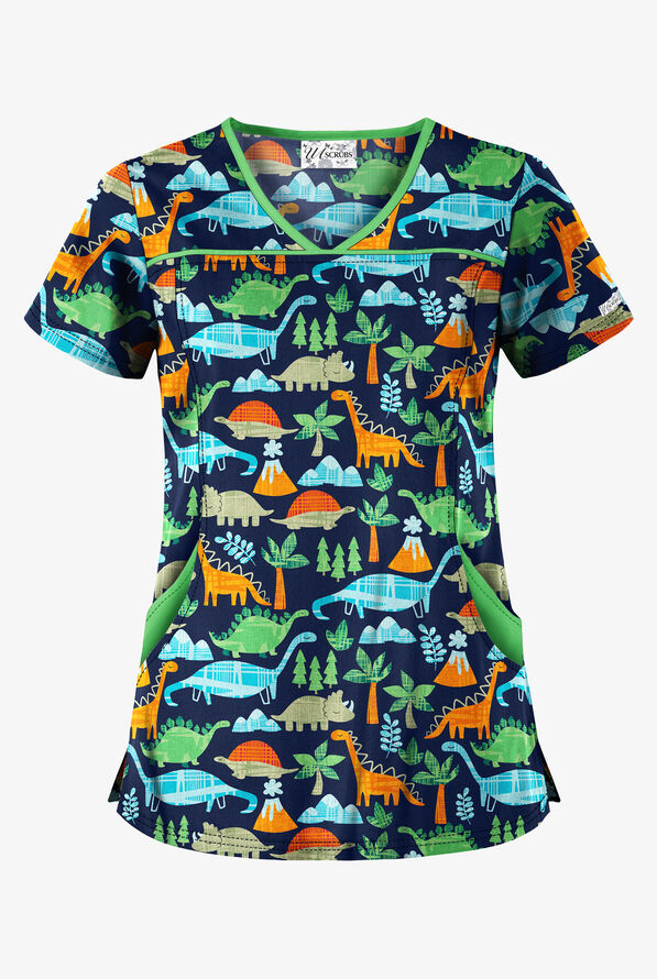 UA Dino Story Navy Print Scrub Top - null - 1