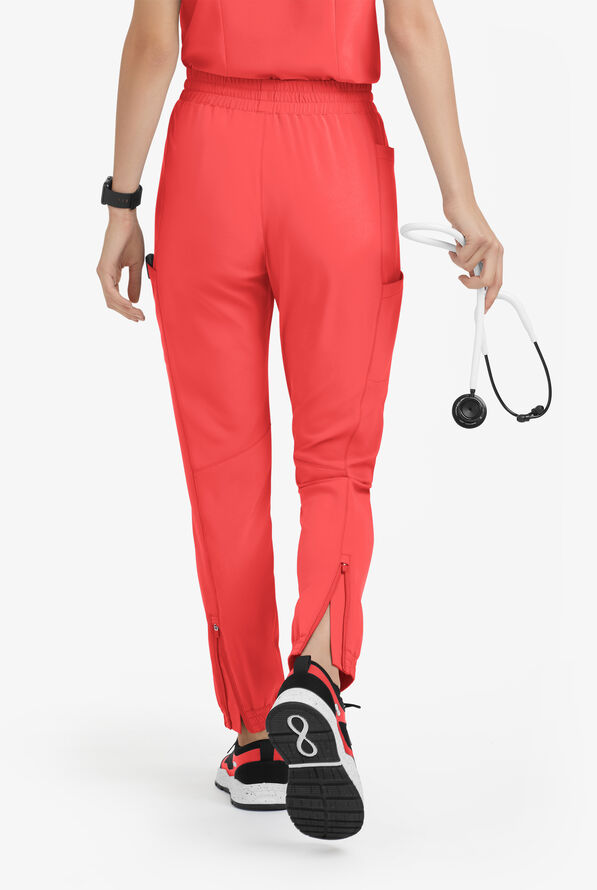 Pantal&oacute;n m&eacute;dico Easy STRETCH Kourtney estilo jogger con piernas delgadas modernas y 5 bolsillos para mujer - Radiant Red - 4