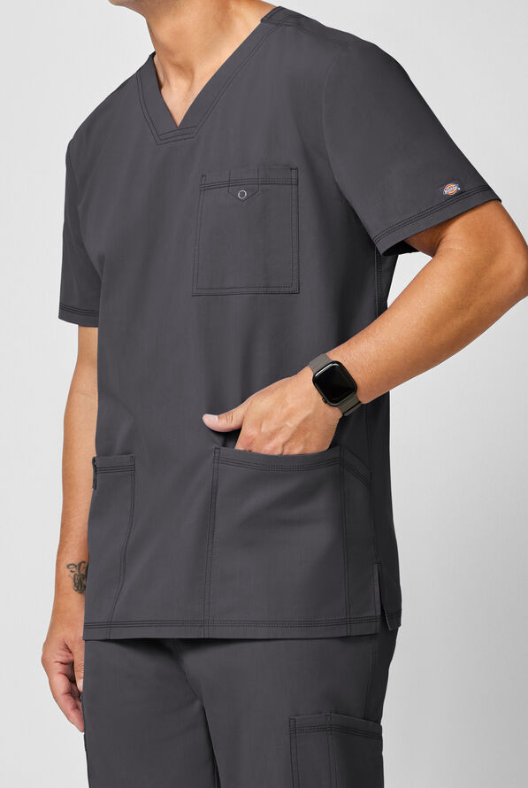 Dickies Forge Men's 3-Pocket V-Neck Scrub Top - Pewter - 2