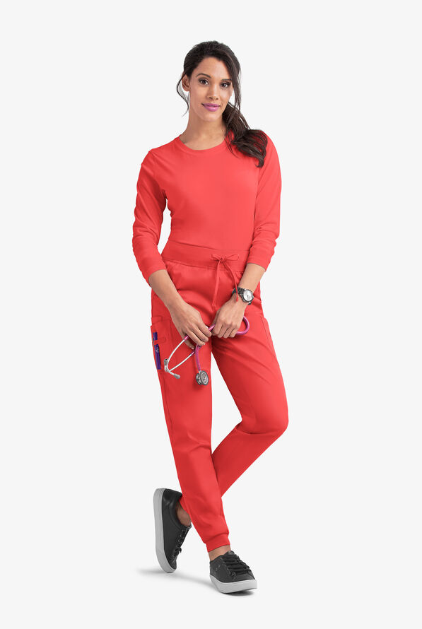 Pantal&oacute;n m&eacute;dico Butter-Soft STRETCH estilo cargo jogger con 5 bolsillos para mujer - Radiant Red - 3