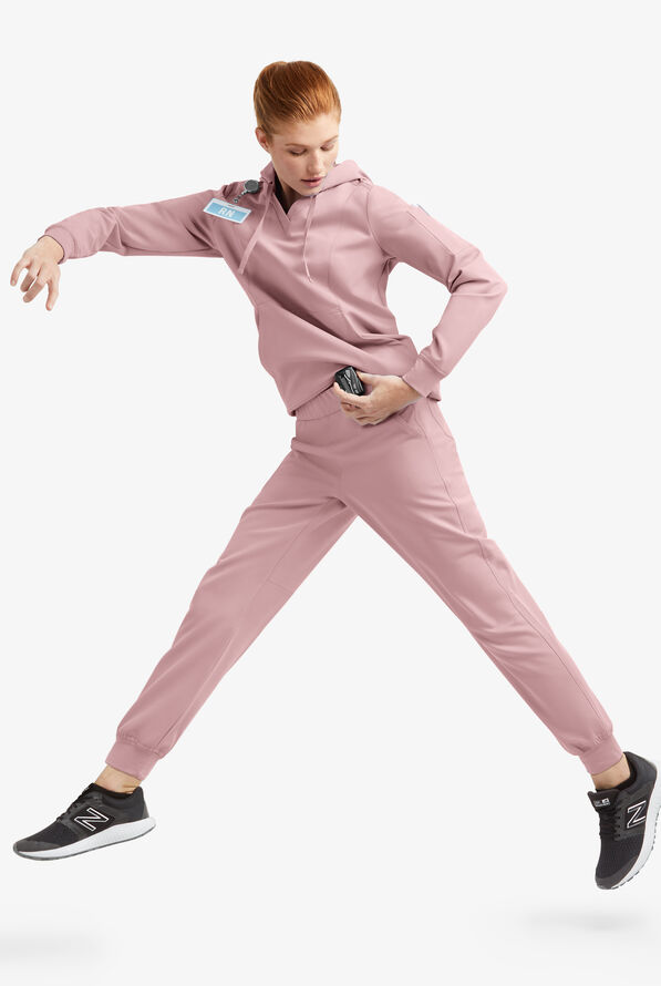 MOVEMENT by Butter-Soft Sirius Women's 4-Pocket Long Sleeve STRETCH Scrub Hoodie - Mauve Shadow - 2