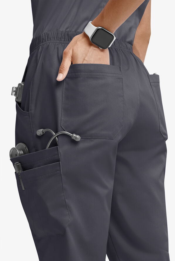 Butter-Soft STRETCH Women’s 10-Pocket Mid Rise Straight Leg Scrub Pant - Pewter - 2