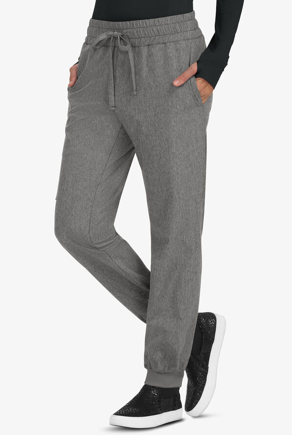 koi Basics Gemma Women's 5-Pocket STRETCH Cargo Jogger Scrub Pants - Heather Grey - 1