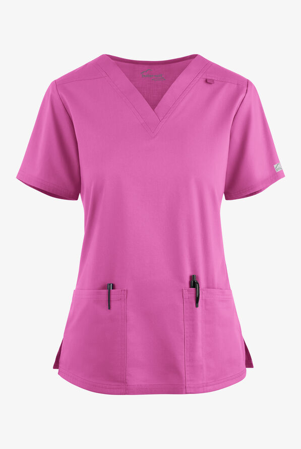 Butter-Soft STRETCH Women's 4-Pocket V-Neck Scrub Top - Rosebud - 1