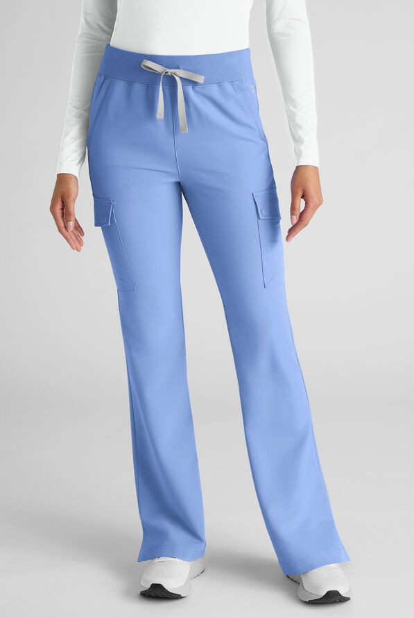 ReSurge Avon Women's 7-Pocket Flare Leg Cargo Scrub Pant - Ceil Blue - 1
