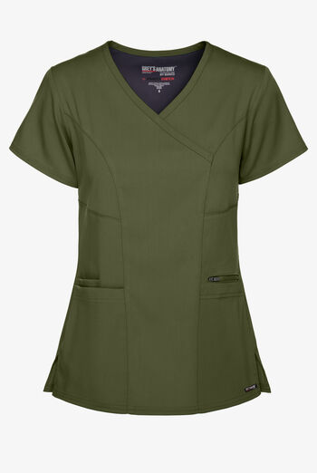 Grey's Anatomy by Barco Spandex STRETCH Kim Women's 3-Pocket Mock Wrap Scrub Top
