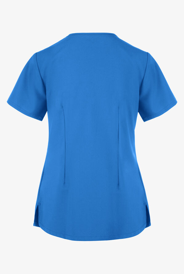 Blusa m&eacute;dica Easy STRETCH Leila con ojales con lazos y 3 bolsillos para mujer - Cerulean - 4