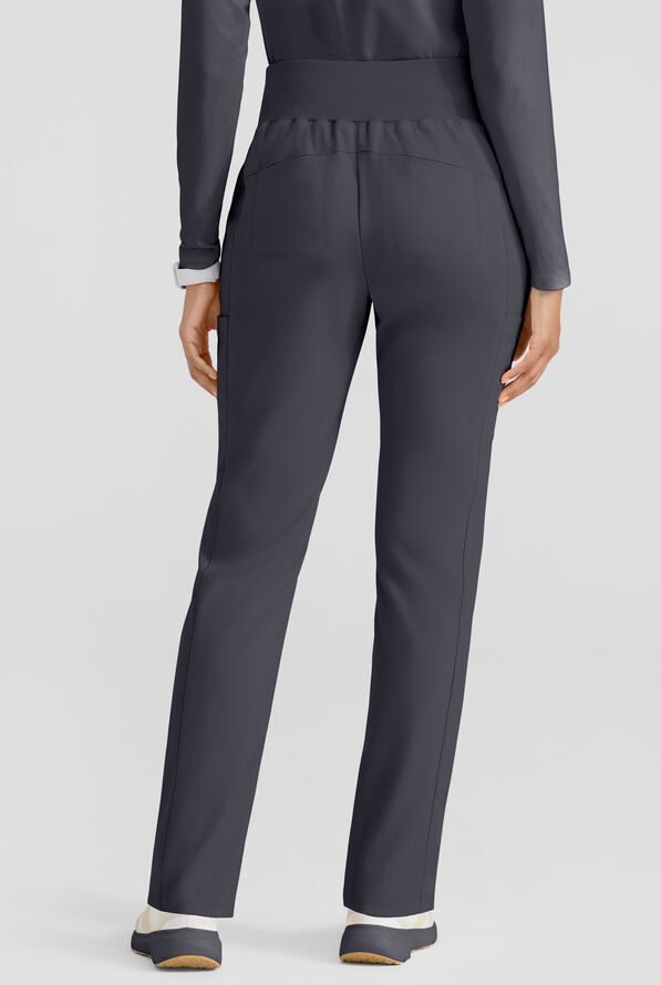 Grey's Anatomy by Barco Spandex STRETCH Renee Women's 6-Pocket High Waisted Straight Leg Scrub Pants - Steel Gray - 3