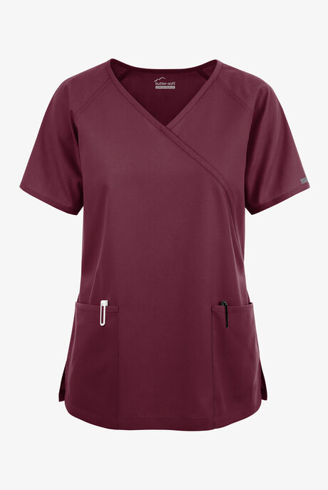Butter-Soft Originals Women's 3-Pocket Mock Wrap Scrub Top