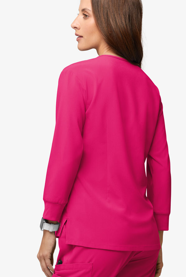 Easy STRETCH Women's Josie 2-Pocket Relaxed 3/4" Sleeve Scrub Top - Flirt - 3