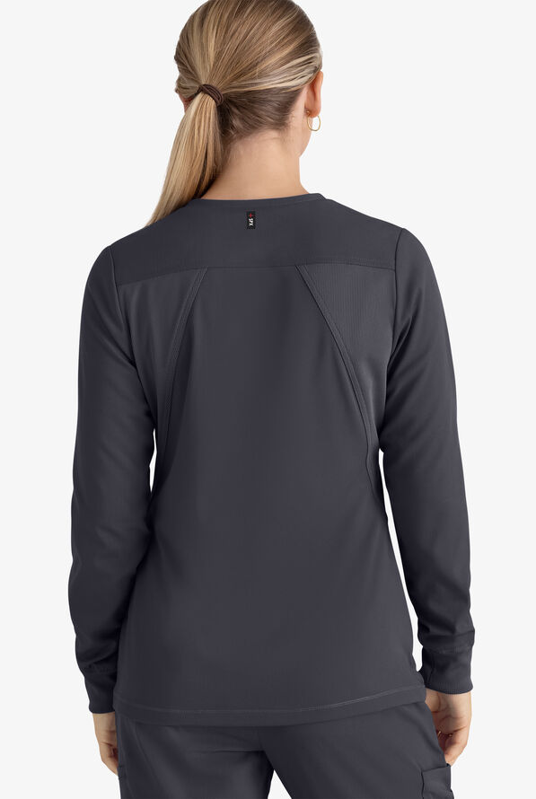 Grey's Anatomy by Barco Spandex STRETCH Gianna Women's 5-Pocket Zip Front Scrub Jacket - Steel Gray - 4