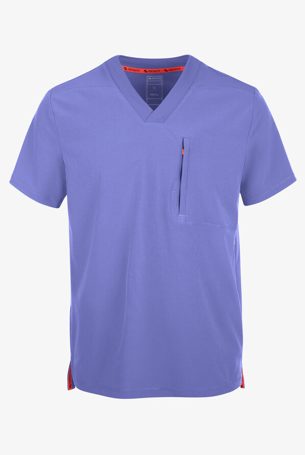Camisa médica Infinity GNR8 STRETCH con paneles de canalé y 1 bolsillos para hombre - Ceil Blue - 1