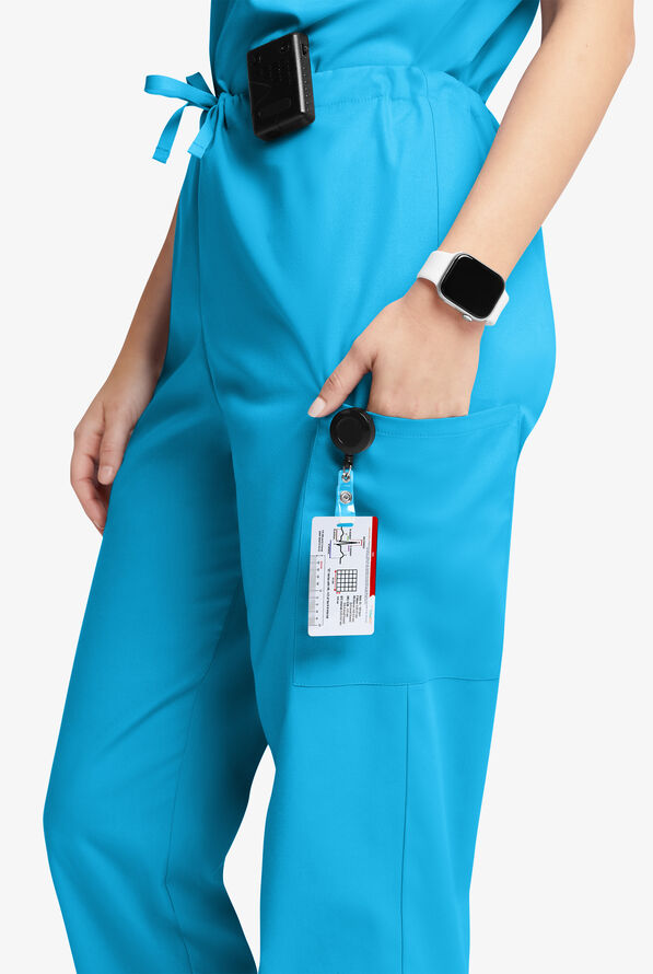 Butter-Soft Originals Unisex 4-Pocket Drawstring Relaxed Straight Leg Scrub Pants - Turquoise - 2