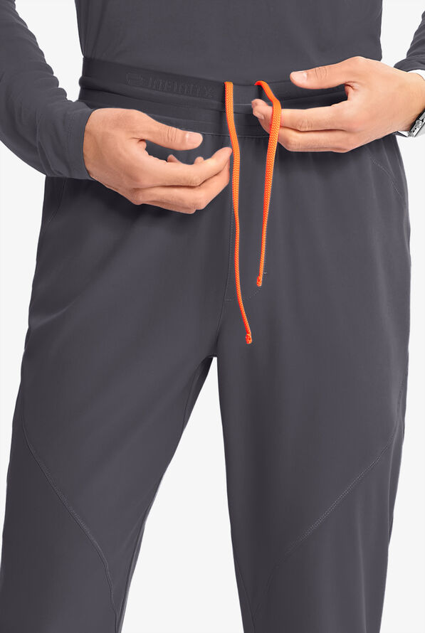 Pantal&oacute;n m&eacute;dico Infinity GNR8 STRETCH estilo cargo jogger con cord&oacute;n interior y 4 bolsillos para hombre - Pewter/Vivid Orange - 3