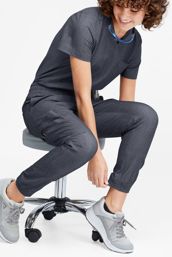 Movement by Butter-Soft Cephei Women's 11-Pocket Jogger Scrub Pants - Indigo Heather - 4