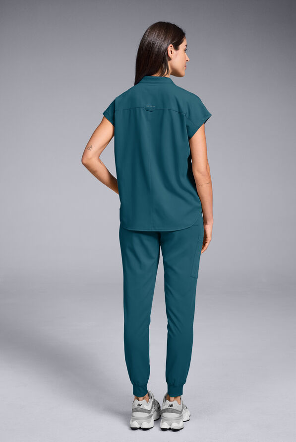 Conjunto de uniforme médico Hypothesis estilo jogger con mangas dolmán para mujer - Caribbean Blue - 2