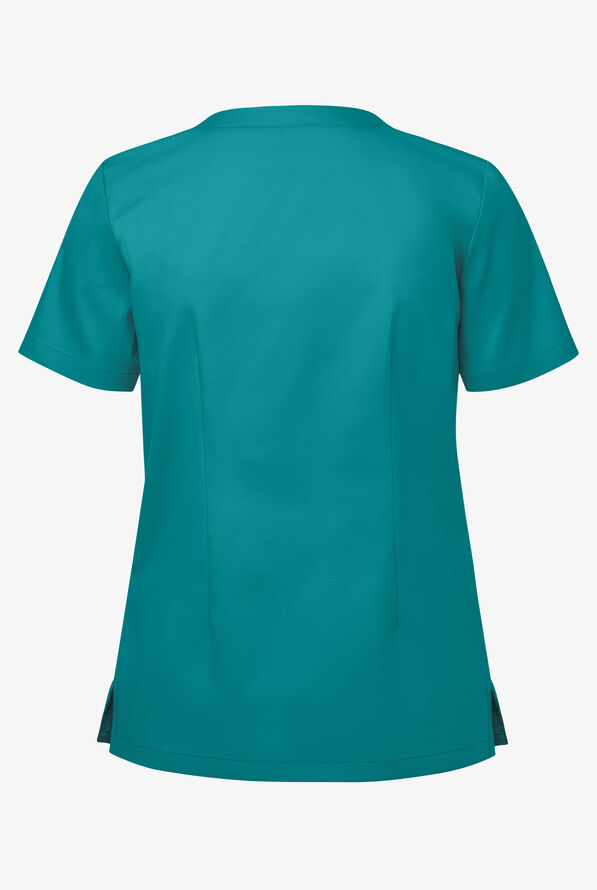 Blusa médica UA Butter-Soft STRETCH con cuello en V y 3 bolsillos de ojal para mujer - Teal - 2