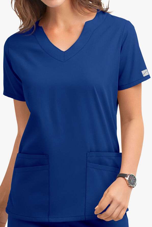 Butter-Soft Core Women's 4-Pocket Scallop Neck Scrub Top - Galaxy - 3