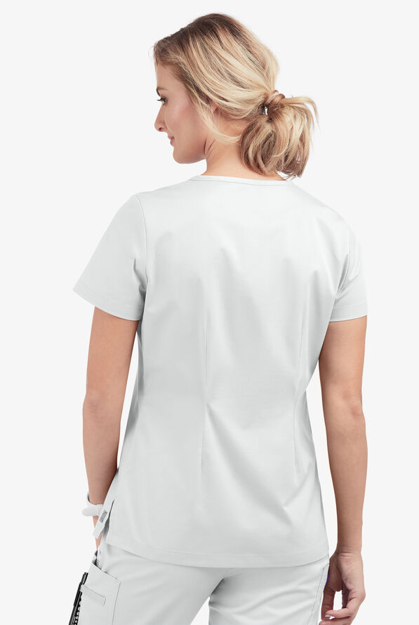 Blusa m&eacute;dica Butter-Soft STRETCH con cuello en V y 2 bolsillos para mujer - White - 4
