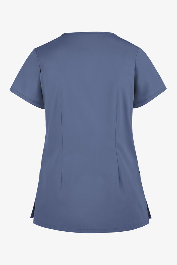 Butter-Soft Core Women's 4-Pocket Rounded V-Neck Scrub Top - Deep Pool - 3