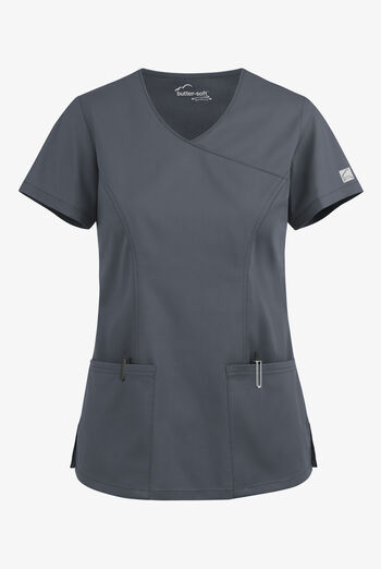Butter-Soft STRETCH Women's 3-Pocket V-Neck Mock Wrap Scrub Top
