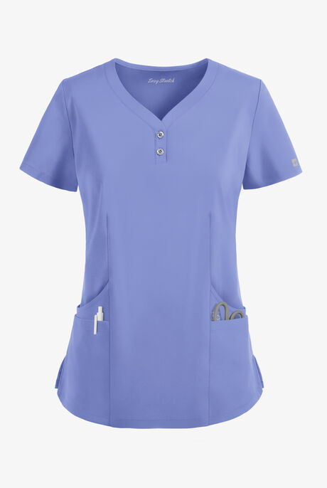 Easy STRETCH Demi Women's 4-Pocket Henley Scrub Top