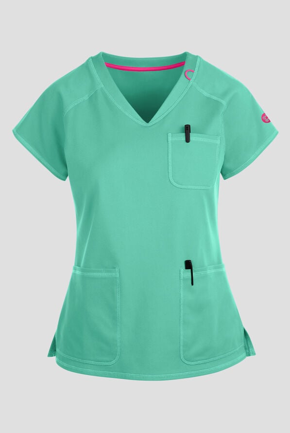 Med Couture Amp Knit Women's 3-Pocket STRETCH V-Neck Scrub Top - Mint Condition - 1