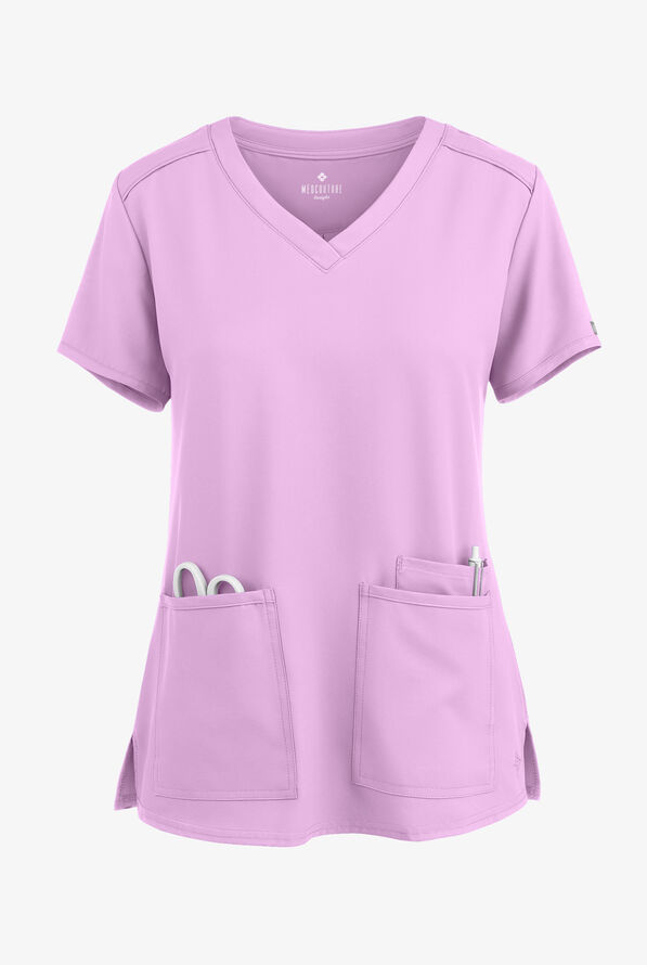Med Couture Insight Women's 3-Pocket V-Neck Scrub Top - Lilac - 1