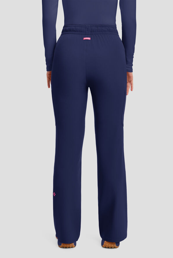 Med Couture Amp Women's 4-Pocket STRETCH High Waist Flare Leg Cargo Scrub Pant - Navy - 3
