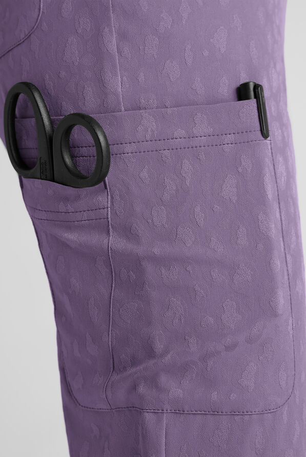 Easy STRETCH Naya Women's Jacquard 6-Pocket Straight Leg Scrub Pant - Purple Dusk - 3