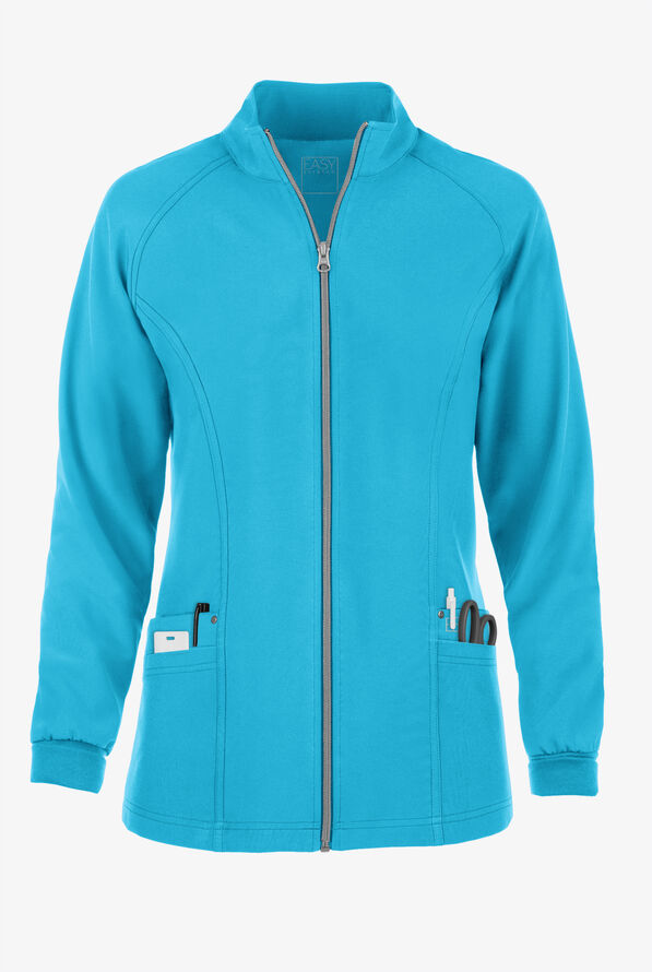 Easy STRETCH Zadie Women's 4-Pocket Raglan Scrub Jacket - Turquoise - 1