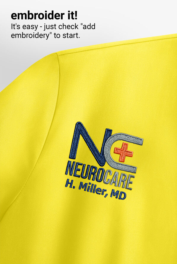 Blusa m&eacute;dica UA Butter-Soft STRETCH con cuello en V y 3 bolsillos de ojal para mujer - Bright Daffodil - 3