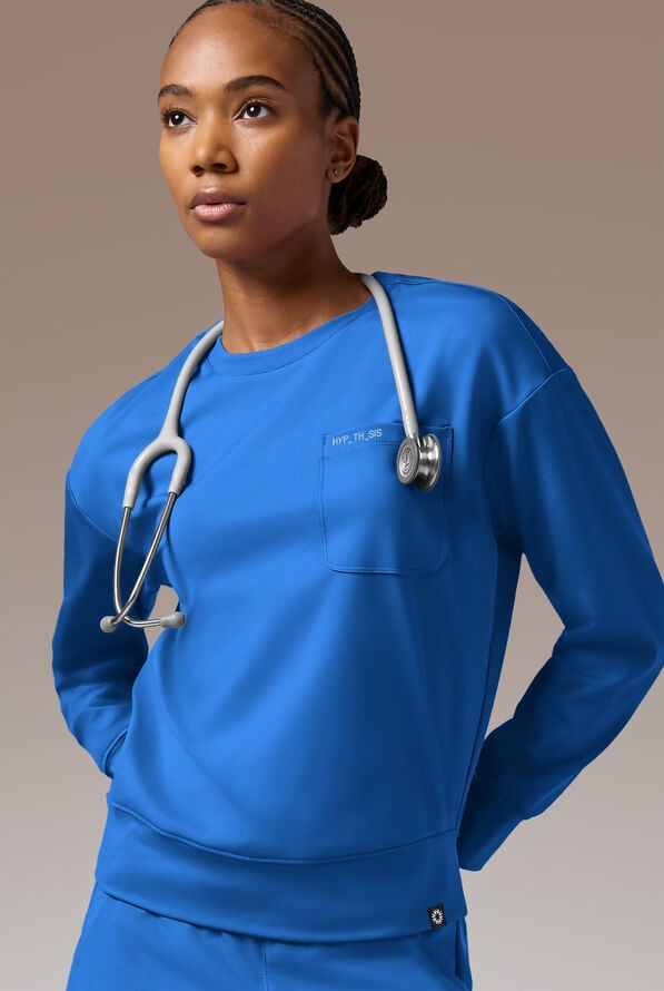 Hypothesis Omni Base Women's Knit Crew Neck Scrub Pullover - Royal - 1