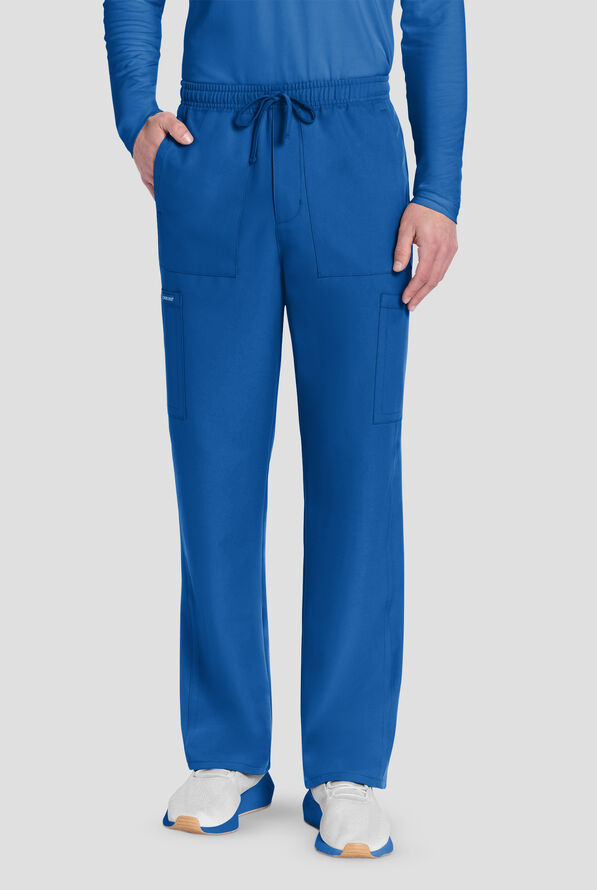 Cherokee Workwear Originals Ultra Men's 6-Pocket Straight Leg Drawstring Cargo Scrub Pants - Royal - 1