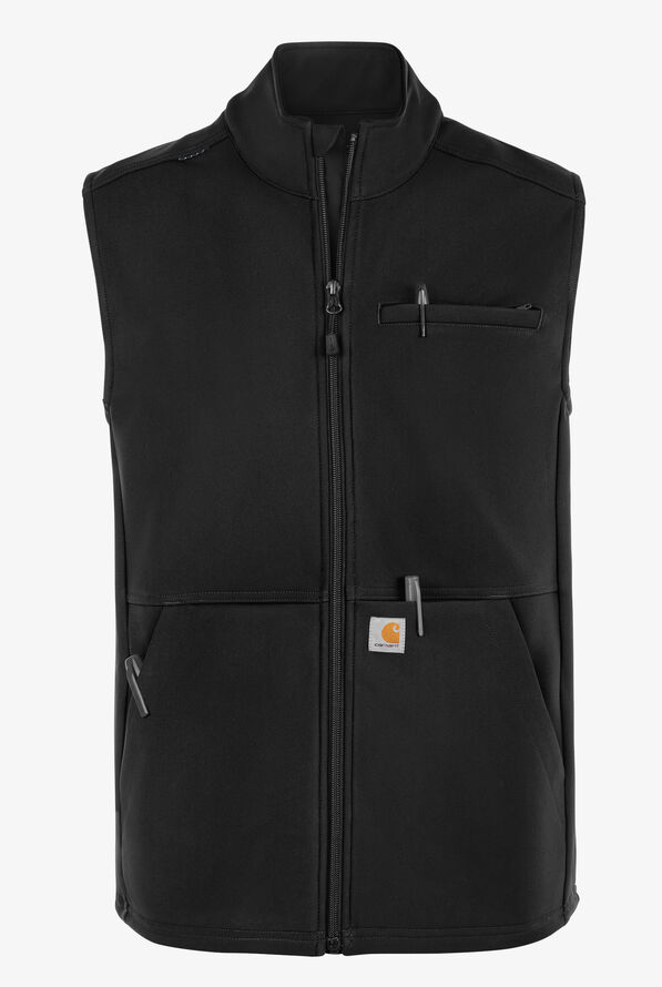 Carhartt Force Rugged Men's 6-Pocket Bonded Fleece Utility Zip Front Scrub Vest - Black - 3