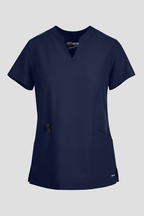 Blusa m&eacute;dica Grey's Anatomy by Barco Evolve STRETCH Sky con cuello con muesca y 2 bolsillos para mujer - Indigo - 1