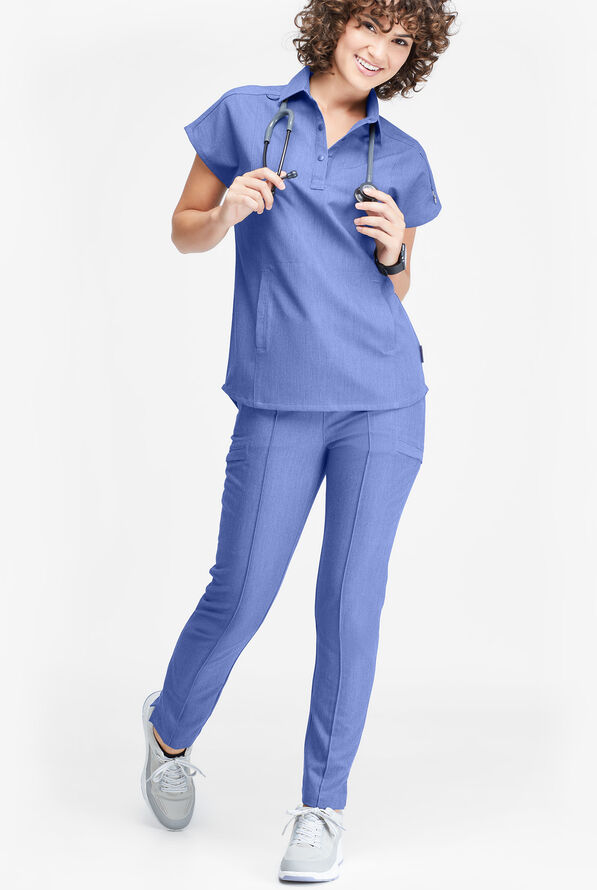 Movement by Butter-Soft Capricorn Women’s 7-Pocket Skinny Pintuck Scrub Pants - Electric Blue Heather - 5