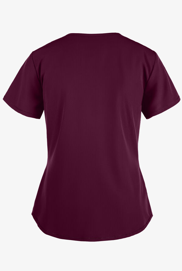 Skechers by Barco Breeze Women's 3-Pocket STRETCH V-Neck Scrub Top - Wine - 3