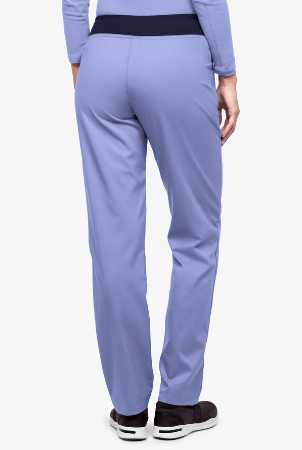 Pantalón médico Strictly Scrubs estilo yoga con piernas rectas y 3 bolsillos para mujer - Ceil/Navy - 2